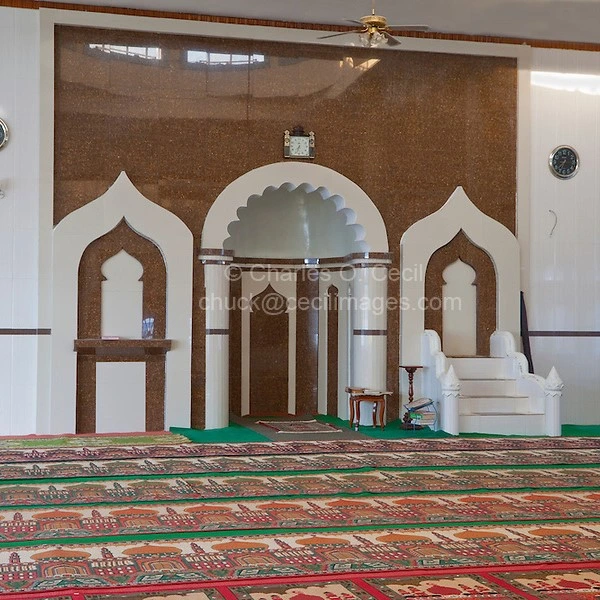 Spacious view of the mosque with the minbar